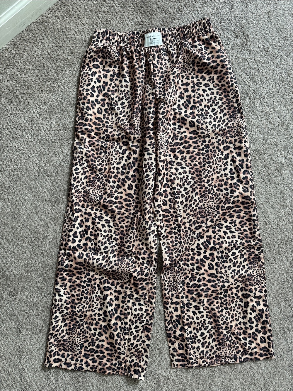 Leopard Print Wide Leg Pants - flowy